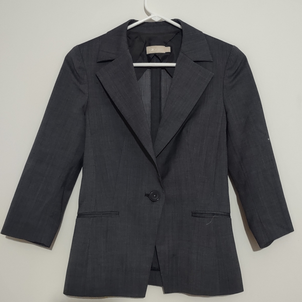 G2000 Women Wool Gray Vintage Suit Blazer Jacket 5 Professional Business Button